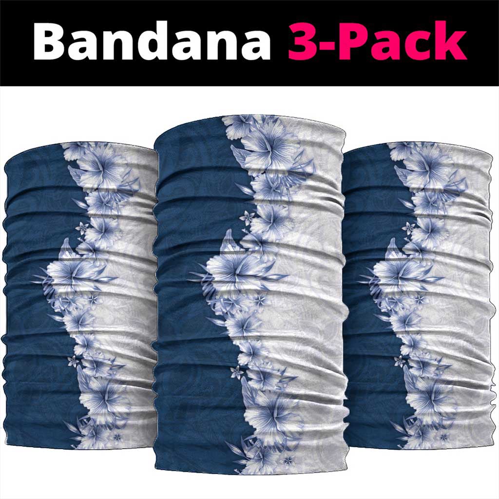 Hawaii Hibiscus Flowers Neck Gaiter Blue Polynesian Pattern