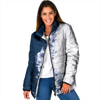 Hawaii Hibiscus Flowers Padded Jacket Blue Polynesian Pattern