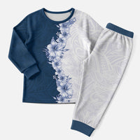 Hawaii Hibiscus Flowers Christmas Pajama Set Blue Polynesian Pattern LT05 Men Blue - Polynesian Pride