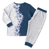 Hawaii Hibiscus Flowers Christmas Pajama Set Blue Polynesian Pattern LT05 - Polynesian Pride