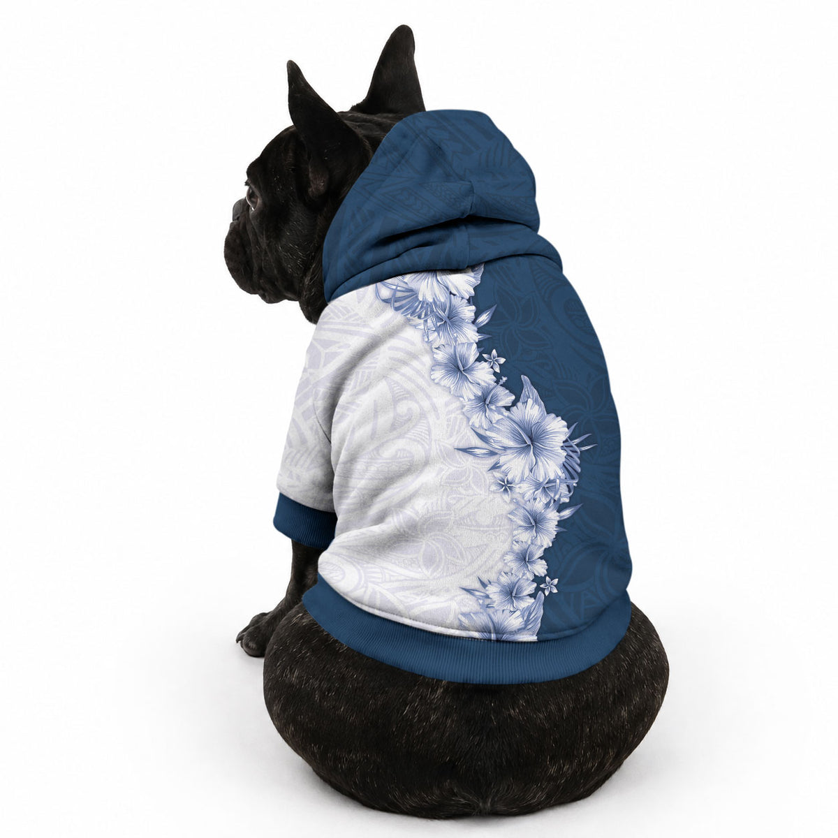 Hawaii Hibiscus Flowers Pet Hoodie Blue Polynesian Pattern LT05 - Polynesian Pride