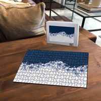 Hawaii Hibiscus Flowers Puzzle Blue Polynesian Pattern