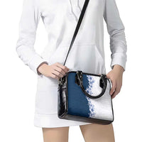 Hawaii Hibiscus Flowers Shoulder Handbag Blue Polynesian Pattern