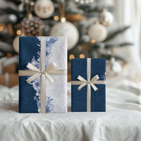 Hawaii Hibiscus Flowers Wrapping Paper Blue Polynesian Pattern