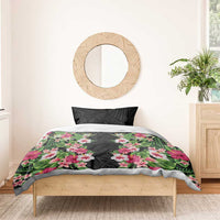 Hawaii Tropical Flowers Bedding Set Black Polynesian Tattoo Art