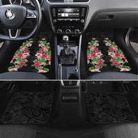 Hawaii Tropical Flowers Car Mats Black Polynesian Tattoo Art