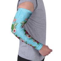 Hawaii Tropical Flowers Arm Sleeves Sky Blue Polynesian Tattoo Art