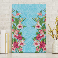 Hawaii Tropical Flowers Canvas Wall Art Sky Blue Polynesian Tattoo Art
