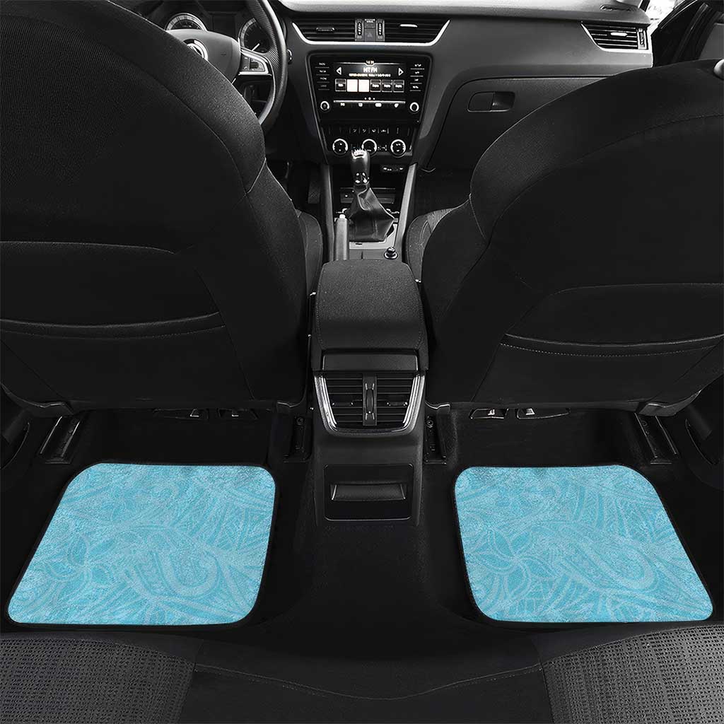 Hawaii Tropical Flowers Car Mats Sky Blue Polynesian Tattoo Art