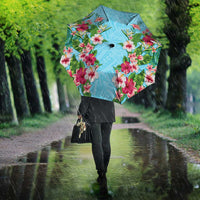 Hawaii Tropical Flowers Umbrella Sky Blue Polynesian Tattoo Art