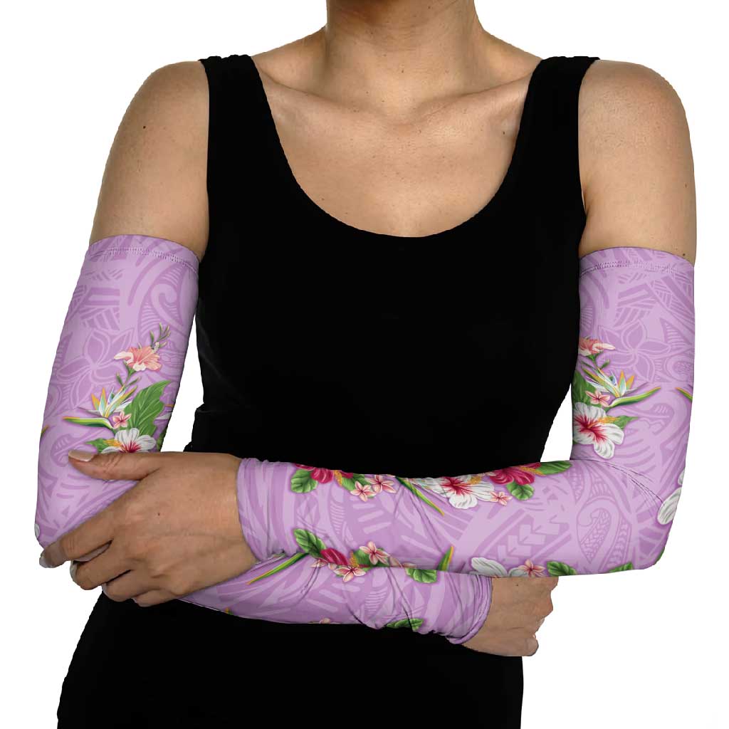 Hawaii Tropical Flowers Arm Sleeves Lavender Polynesian Tattoo Art
