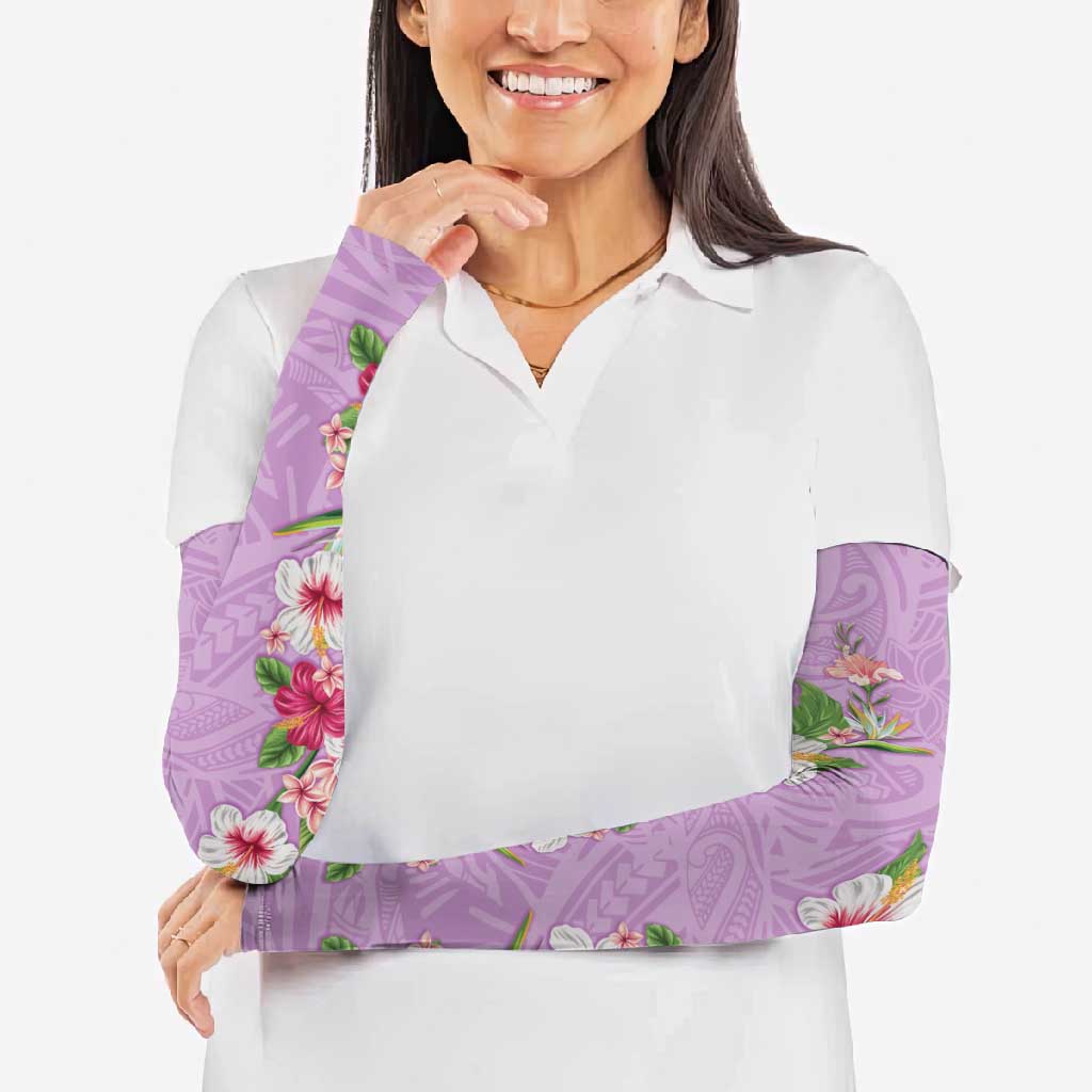 Hawaii Tropical Flowers Arm Sleeves Lavender Polynesian Tattoo Art