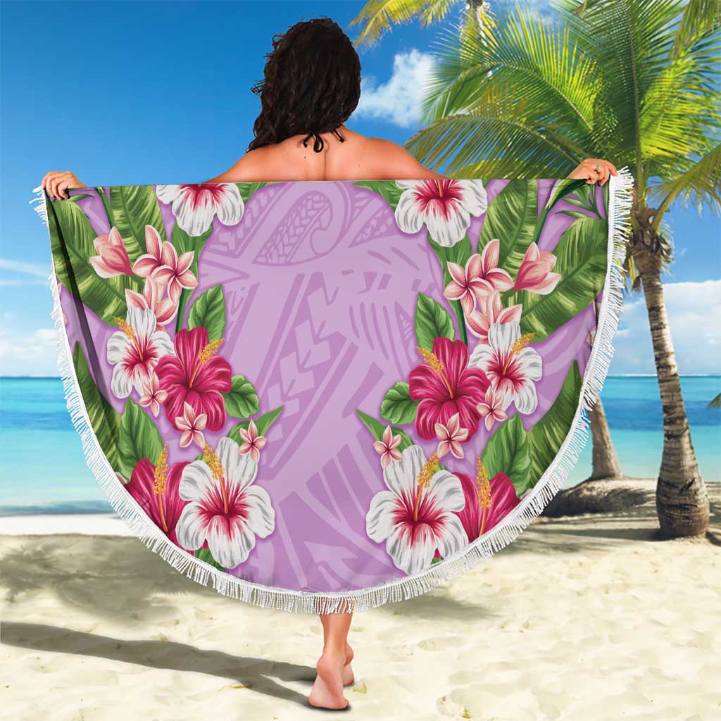 Hawaii Tropical Flowers Beach Blanket Lavender Polynesian Tattoo Art
