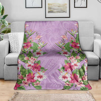 Hawaii Tropical Flowers Blanket Lavender Polynesian Tattoo Art