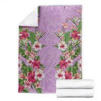 Hawaii Tropical Flowers Blanket Lavender Polynesian Tattoo Art