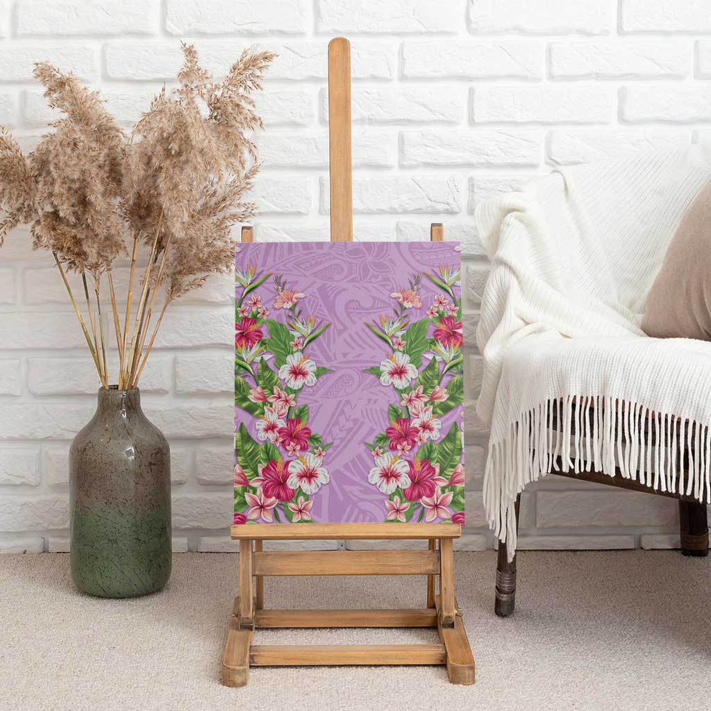 Hawaii Tropical Flowers Canvas Wall Art Lavender Polynesian Tattoo Art