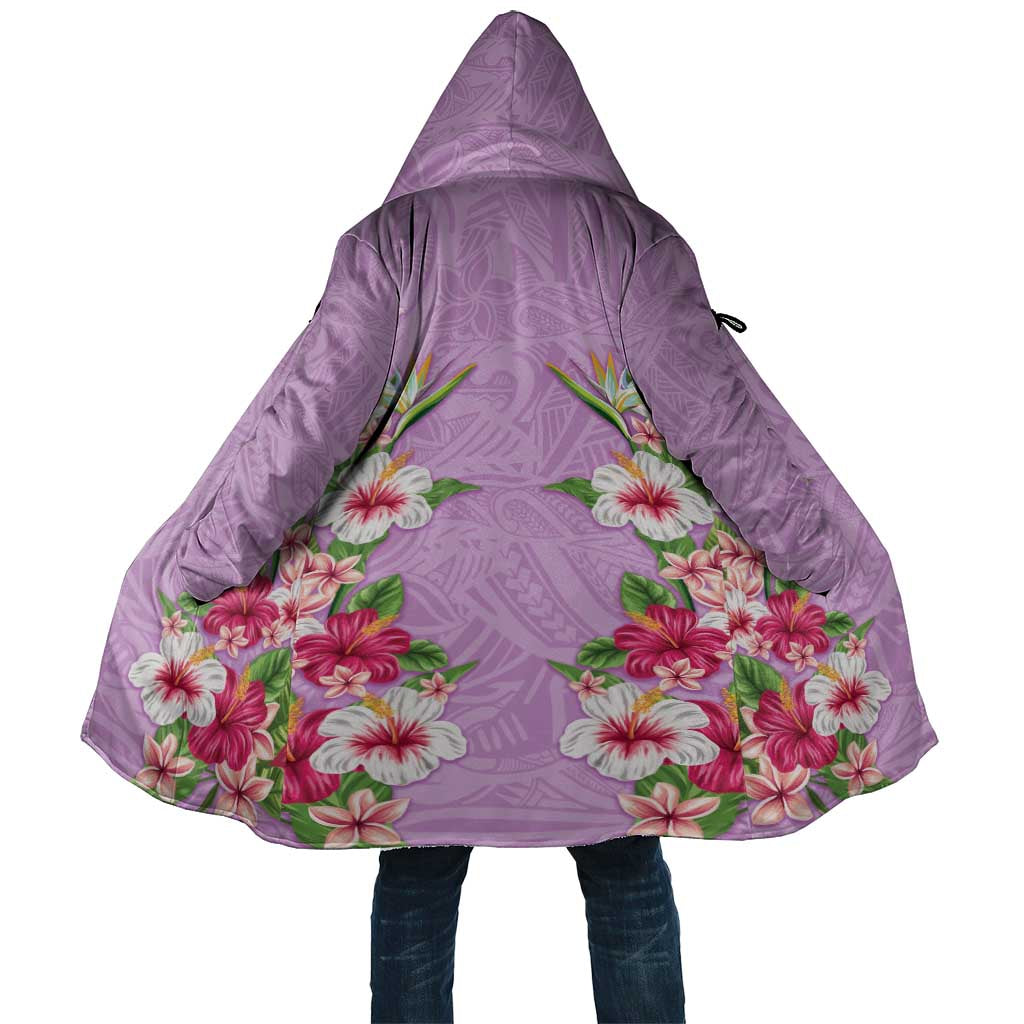 Hawaii Tropical Flowers Cloak Lavender Polynesian Tattoo Art