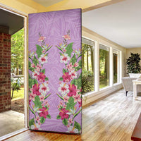 Hawaii Tropical Flowers Door Cover Lavender Polynesian Tattoo Art