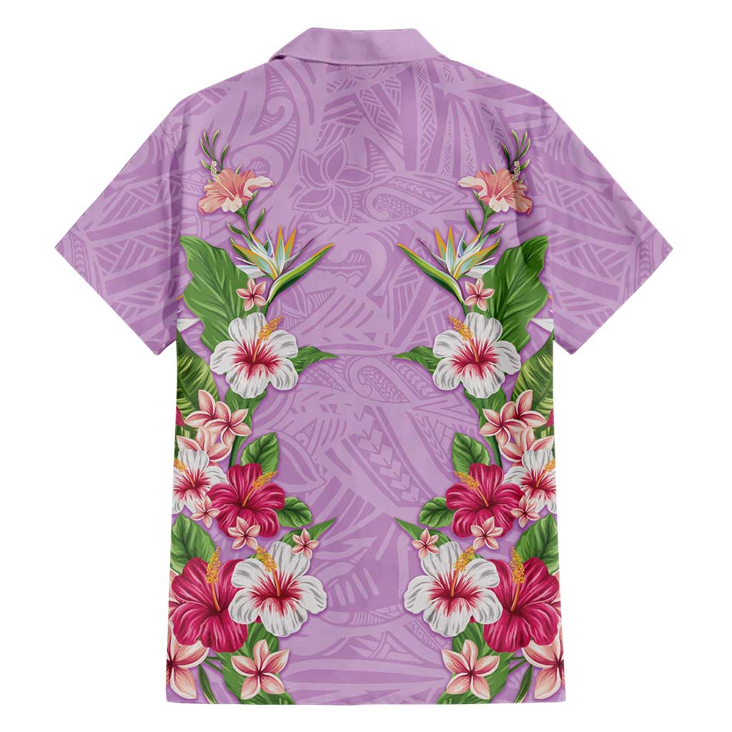 Hawaii Tropical Flowers Family Matching Summer Maxi Dress and Hawaiian Shirt Lavender Polynesian Tattoo Art LT05 - Polynesian Pride