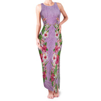Hawaii Tropical Flowers Family Matching Tank Maxi Dress and Hawaiian Shirt Lavender Polynesian Tattoo Art LT05 Mom's Dress Lavender - Polynesian Pride