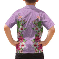 Hawaii Tropical Flowers Hawaiian Shirt Lavender Polynesian Tattoo Art