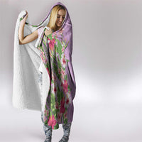 Hawaii Tropical Flowers Hooded Blanket Lavender Polynesian Tattoo Art