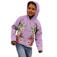 Hawaii Tropical Flowers Kid Hoodie Lavender Polynesian Tattoo Art