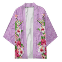 Hawaii Tropical Flowers Kimono Lavender Polynesian Tattoo Art