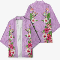 Hawaii Tropical Flowers Kimono Lavender Polynesian Tattoo Art