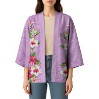 Hawaii Tropical Flowers Kimono Lavender Polynesian Tattoo Art