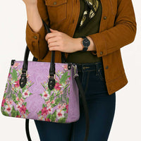 Hawaii Tropical Flowers Leather Bag Lavender Polynesian Tattoo Art