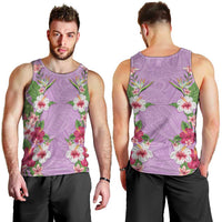 Hawaii Tropical Flowers Men Tank Top Lavender Polynesian Tattoo Art