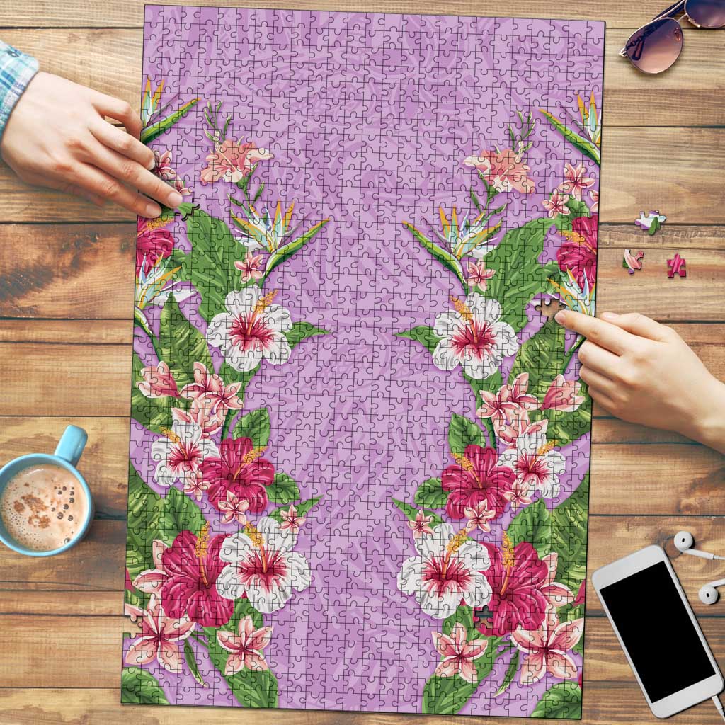 Hawaii Tropical Flowers Puzzle Lavender Polynesian Tattoo Art