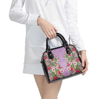 Hawaii Tropical Flowers Shoulder Handbag Lavender Polynesian Tattoo Art
