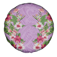 Hawaii Tropical Flowers Spare Tire Cover Lavender Polynesian Tattoo Art
