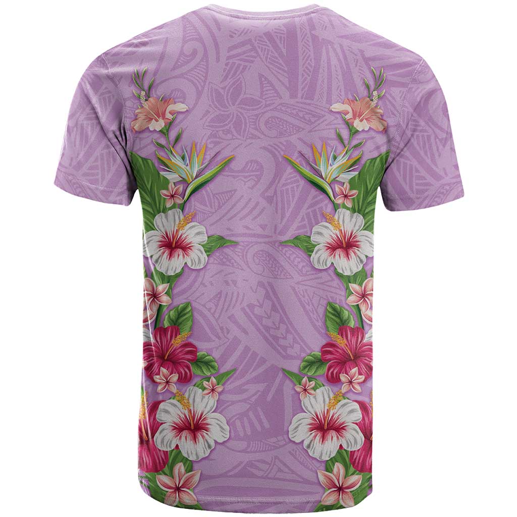 Hawaii Tropical Flowers T Shirt Lavender Polynesian Tattoo Art