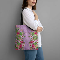 Hawaii Tropical Flowers Tote Bag Lavender Polynesian Tattoo Art