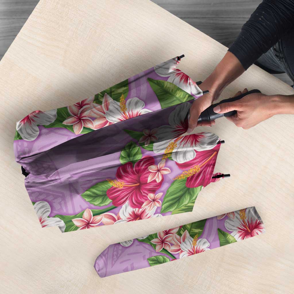 Hawaii Tropical Flowers Umbrella Lavender Polynesian Tattoo Art