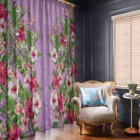 Hawaii Tropical Flowers Window Curtain Lavender Polynesian Tattoo Art