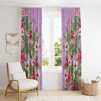 Hawaii Tropical Flowers Window Curtain Lavender Polynesian Tattoo Art