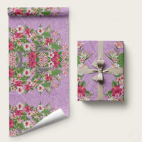 Hawaii Tropical Flowers Wrapping Paper Lavender Polynesian Tattoo Art