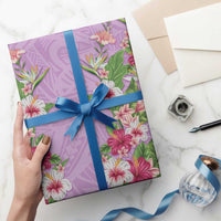 Hawaii Tropical Flowers Wrapping Paper Lavender Polynesian Tattoo Art