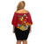 Personalized Papua New Guinea Off Shoulder Short Dress Bird Of Paradise Hibiscus With Motuan Pattern LT05 - Polynesian Pride