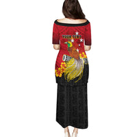 Personalized Papua New Guinea Puletasi Bird Of Paradise Hibiscus With Motuan Pattern LT05 - Polynesian Pride