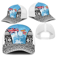 Fiji Day 2026 Baseball Net Cap Masi Tapa Pattern With Palm Tree LT05 - Polynesian Pride