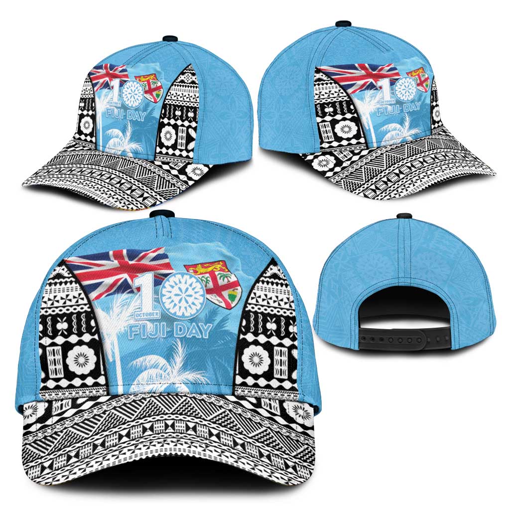 Fiji Day 2026 Classic Cap Masi Tapa Pattern With Palm Tree LT05 - Polynesian Pride