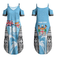 Personalised Fiji Day 2026 Couples Matching Summer Maxi Dress and Hawaiian Shirt Masi Tapa Pattern With Palm Tree LT05 - Polynesian Pride