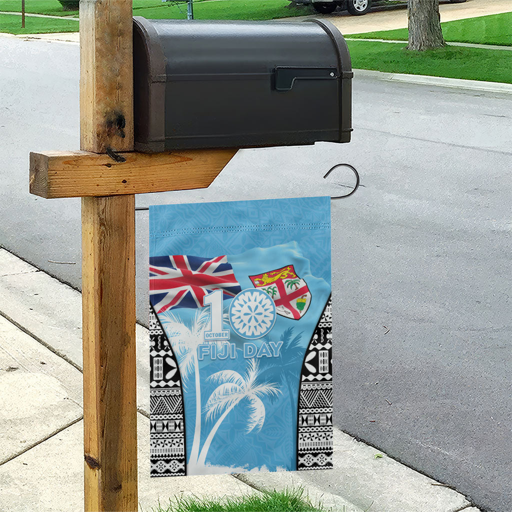 Fiji Day 2026 Garden Flag Masi Tapa Pattern With Palm Tree LT05 - Polynesian Pride
