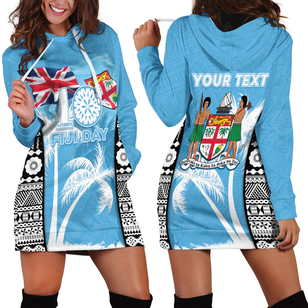 Personalised Fiji Day 2026 Hoodie Dress Masi Tapa Pattern With Palm Tree LT05 - Polynesian Pride