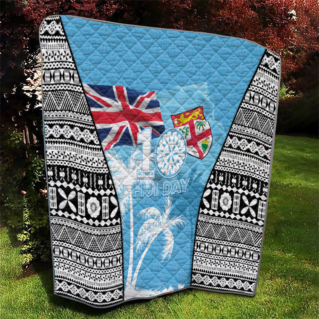 Fiji Day 2026 Quilt Masi Tapa Pattern With Palm Tree LT05 - Polynesian Pride